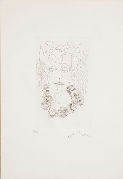 MINO MACCARI : Ritratto di donna con collana di perle  - Asta Arte moderna e contemporanea - Associazione Nazionale - Case d'Asta italiane