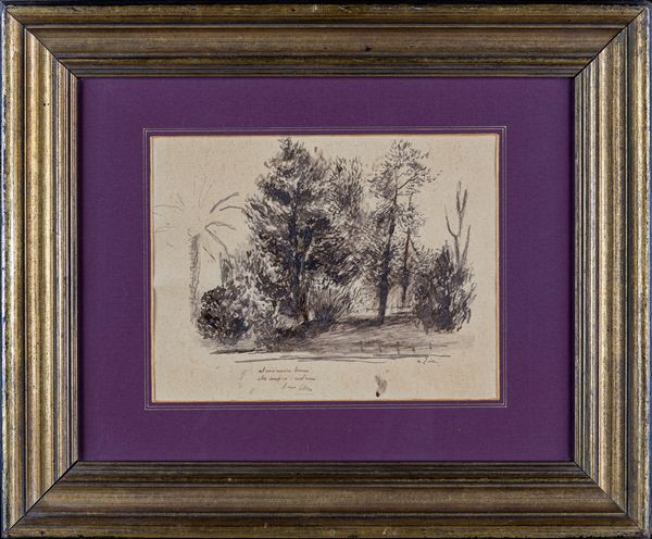 Alberto Ziveri : Paesaggio con alberi e palme  - Asta Arte moderna e contemporanea - Associazione Nazionale - Case d'Asta italiane