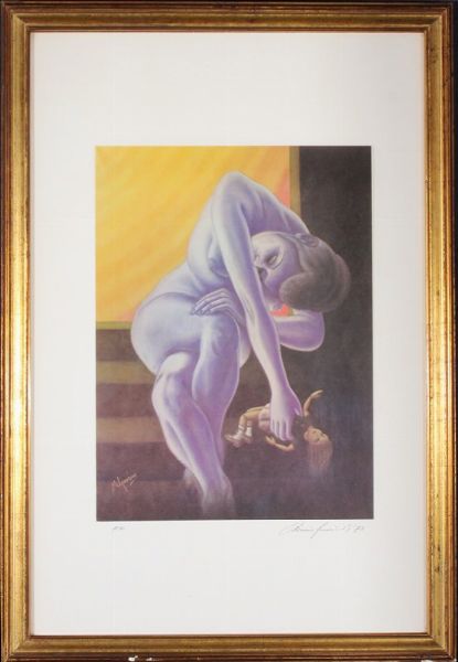 Figura femminile con bambola, 1978  - Asta Libri illustrati e Arte Moderna, Contemporanea e Dipinti del XIX secolo - Associazione Nazionale - Case d'Asta italiane