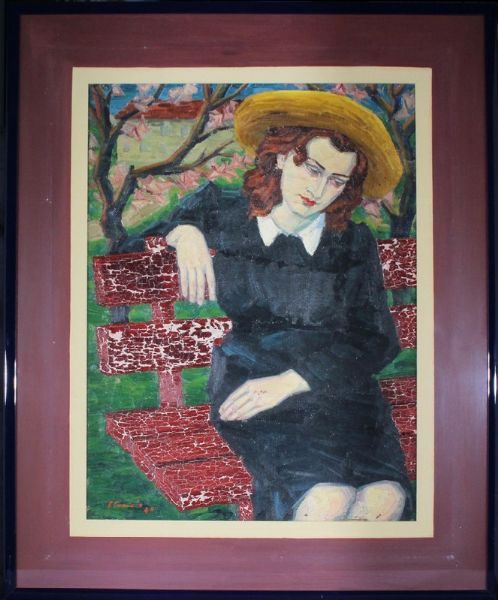 Donna seduta in giardino, 1945  - Asta Libri illustrati e Arte Moderna, Contemporanea e Dipinti del XIX secolo - Associazione Nazionale - Case d'Asta italiane