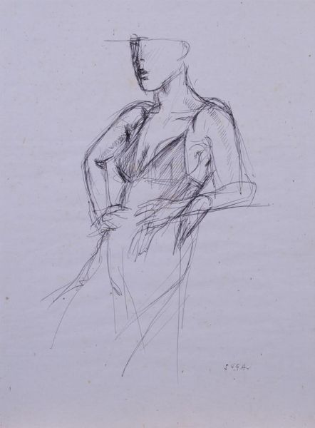 Figura di donna e Donna al tavolino  - Asta Arte moderna, contemporanea e grafica  - Associazione Nazionale - Case d'Asta italiane