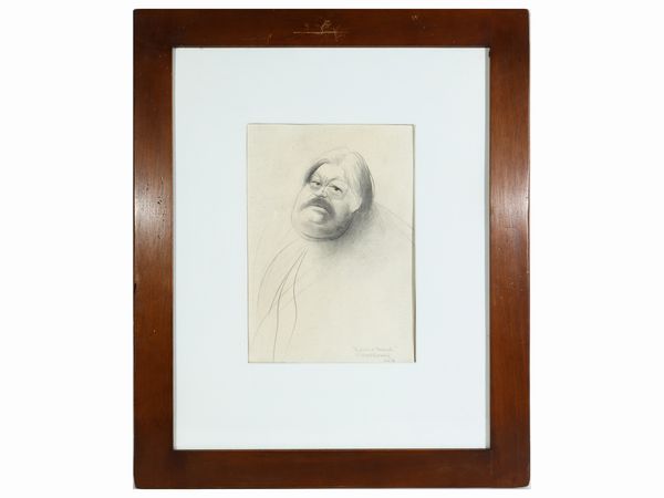 Rinaldo Frank Burattin : Ritratti di Tino Buazzelli, Maurizio Costanzo, Marco Ferreri, Giorgio Almirante e altri  - Asta Arte Moderna e Contemporanea - Associazione Nazionale - Case d'Asta italiane