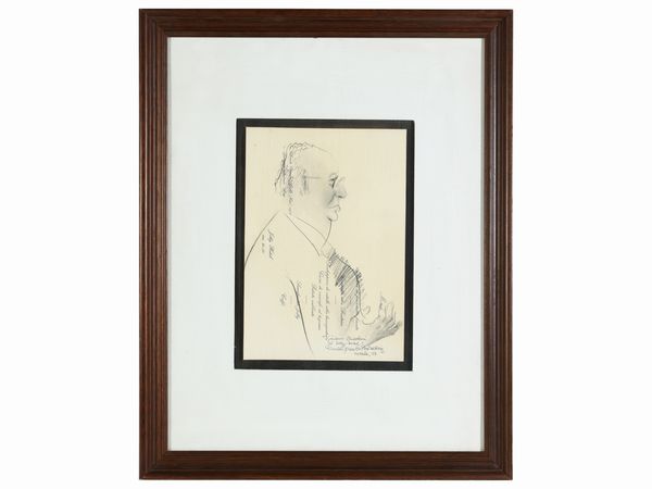 Rinaldo Frank Burattin : Ritratti di Giovanni Spadolini, Diego Valeri, Lucia Zotti, Tino Buazzelli, Luciano Pavarotti e altri  - Asta Arte Moderna e Contemporanea - Associazione Nazionale - Case d'Asta italiane