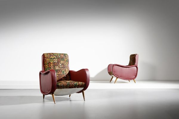 BATTAINI GIANCESARE (n. 1924) : attribuito. Coppia di poltrone  - Asta Asta 397 | DESIGN E ARTI DECORATIVE DEL NOVECENTO Online - Associazione Nazionale - Case d'Asta italiane