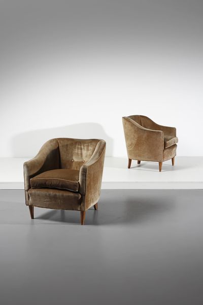 PONTI GIO (1891 - 1979) : attribuito. Coppia di poltrone  - Asta Asta 397 | DESIGN E ARTI DECORATIVE DEL NOVECENTO Online - Associazione Nazionale - Case d'Asta italiane