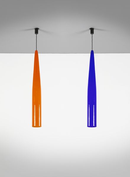 VETRERIA VISTOSI : Coppia di lampade a sospensione  - Asta Asta 397 | DESIGN E ARTI DECORATIVE DEL NOVECENTO Online - Associazione Nazionale - Case d'Asta italiane