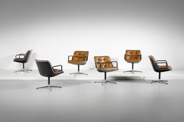 POLLOCK CHARLES (1930 - 2013) : Sei poltroncine girevoli Kiga per Knoll  - Asta Asta 397 | DESIGN E ARTI DECORATIVE DEL NOVECENTO Online - Associazione Nazionale - Case d'Asta italiane