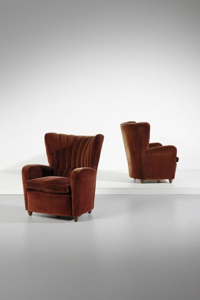 BORSANI OSVALDO (1911 - 1985) : Coppia di poltrone  - Asta Asta 397 | DESIGN E ARTI DECORATIVE DEL NOVECENTO Online - Associazione Nazionale - Case d'Asta italiane