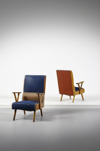 MANIFATTURA ITALIANA : Coppia di poltrone  - Asta Asta 397 | DESIGN E ARTI DECORATIVE DEL NOVECENTO Online - Associazione Nazionale - Case d'Asta italiane