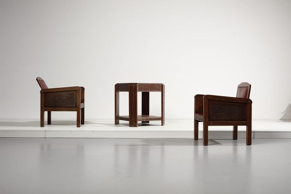 MELIS MELCHIORRE (1889 - 1982) : Coppia di poltrone con tavolino  - Asta Asta 397 | DESIGN E ARTI DECORATIVE DEL NOVECENTO Online - Associazione Nazionale - Case d'Asta italiane