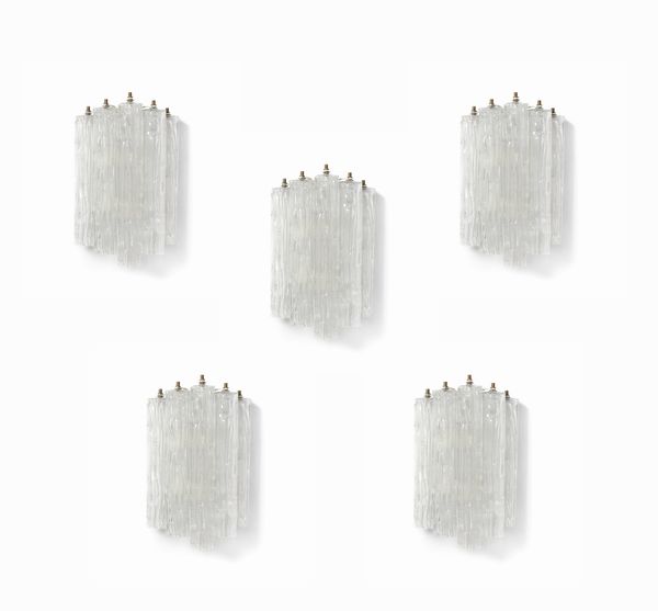 MANIFATTURA MURANESE : Cinque lampade da parete  - Asta Asta 397 | DESIGN E ARTI DECORATIVE DEL NOVECENTO Online - Associazione Nazionale - Case d'Asta italiane