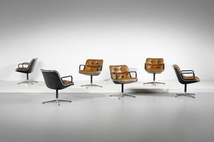 POLLOCK CHARLES (1930 - 2013) - Sei poltroncine girevoli Kiga per Knoll