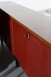 LA PERMANENTE MOBILI CANTU� : attribuito. Mobile bar con tre sgabelli  - Asta Asta 397 | DESIGN E ARTI DECORATIVE DEL NOVECENTO Online - Associazione Nazionale - Case d'Asta italiane