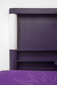 PARISI ICO (1916 - 1996) : Camera da letto composta da struttura a muro con luci, letto, copriletto e poggiapiedi  - Asta Asta 397 | DESIGN E ARTI DECORATIVE DEL NOVECENTO Online - Associazione Nazionale - Case d'Asta italiane