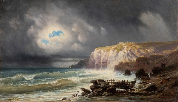 Eugenio Amus : Mareggiata in Normandia  - Asta Arte figurativa tra XIX e XX secolo - Associazione Nazionale - Case d'Asta italiane