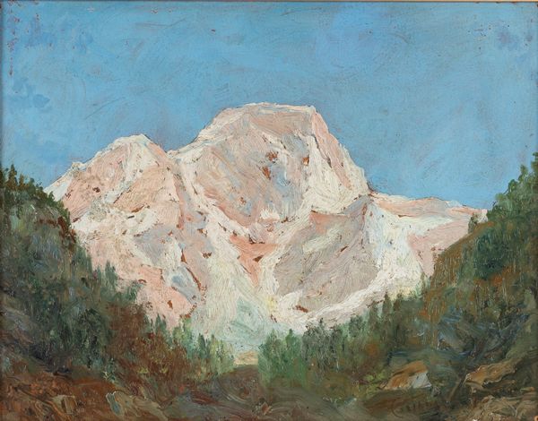 Galbusera (Scuola italiana, fine XIX - inizio XX secolo) : Lugano, Monte San Salvatore innevato  - Asta Arte figurativa tra XIX e XX secolo - Associazione Nazionale - Case d'Asta italiane