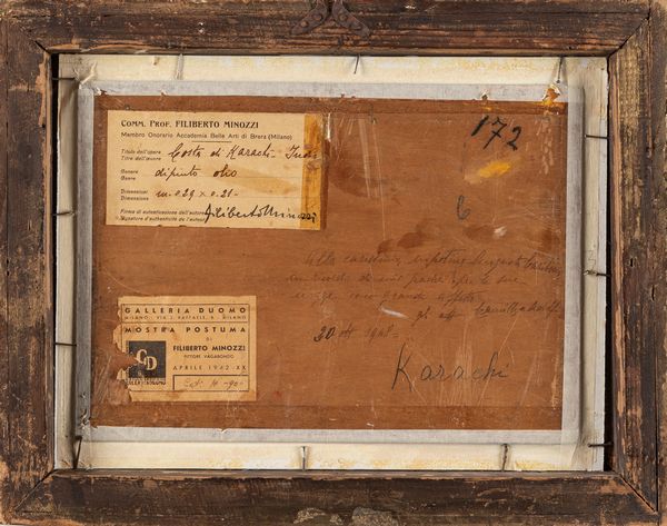 Filiberto Minozzi : Costa di Karachi - Indie  - Asta Arte figurativa tra XIX e XX secolo - Associazione Nazionale - Case d'Asta italiane