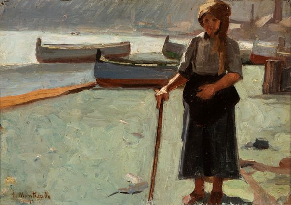 Evasio Montanella : Sulla riva  - Asta Arte figurativa tra XIX e XX secolo - Associazione Nazionale - Case d'Asta italiane