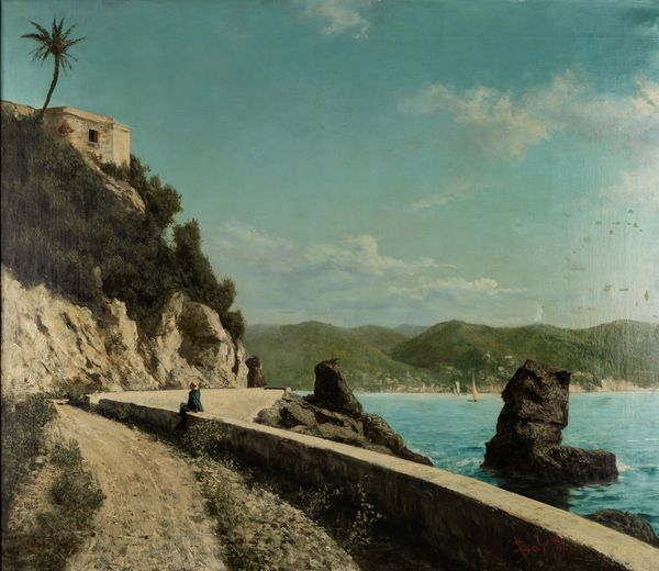 Giacinto Bo : La strada tra Santa Margherita Ligure e Portofino  - Asta Arte figurativa tra XIX e XX secolo - Associazione Nazionale - Case d'Asta italiane