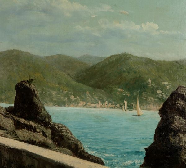 Giacinto Bo : La strada tra Santa Margherita Ligure e Portofino  - Asta Arte figurativa tra XIX e XX secolo - Associazione Nazionale - Case d'Asta italiane
