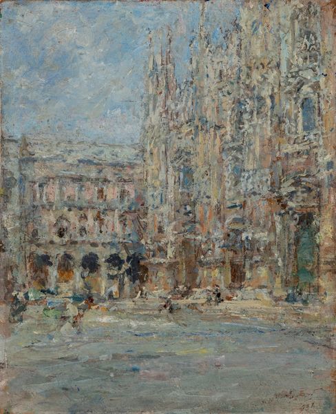LUIGI MANTOVANI : Piazza del Duomo a Milano  - Asta Arte figurativa tra XIX e XX secolo - Associazione Nazionale - Case d'Asta italiane