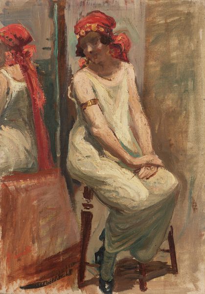Romeo Bonomelli : Allo specchio  - Asta Arte figurativa tra XIX e XX secolo - Associazione Nazionale - Case d'Asta italiane