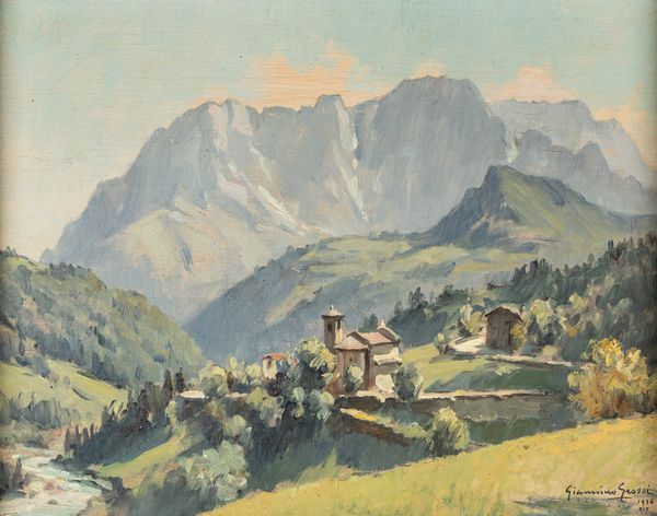 Giannino Grossi : La presolana da Sant'Andrea  - Asta Arte figurativa tra XIX e XX secolo - Associazione Nazionale - Case d'Asta italiane