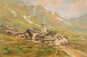 GIUSEPPE GHEDUZZI : Ayas, Valle d'Aosta  - Asta Arte figurativa tra XIX e XX secolo - Associazione Nazionale - Case d'Asta italiane