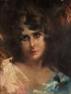 Mario Pobbiati : Ritratto femminile  - Asta Arte figurativa tra XIX e XX secolo - Associazione Nazionale - Case d'Asta italiane