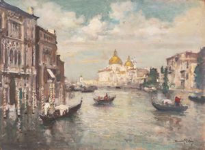Venanzio Zolla : Canal Grande a Venezia  - Asta Arte figurativa tra XIX e XX secolo - Associazione Nazionale - Case d'Asta italiane