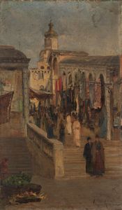 Vittorio Avanzi : Ponte di Rialto a Venezia  - Asta Arte figurativa tra XIX e XX secolo - Associazione Nazionale - Case d'Asta italiane
