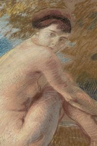 Ettore Tito : Nudo femminile in riva al fiume  - Asta Arte figurativa tra XIX e XX secolo - Associazione Nazionale - Case d'Asta italiane
