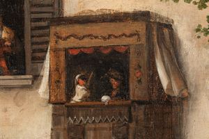 Angelo Inganni : I burattini  - Asta Arte figurativa tra XIX e XX secolo - Associazione Nazionale - Case d'Asta italiane