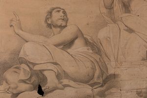 Francesco Coghetti : Cartone preparatorio per la cupola del Duomo di Bergamo  - Asta Arte figurativa tra XIX e XX secolo - Associazione Nazionale - Case d'Asta italiane