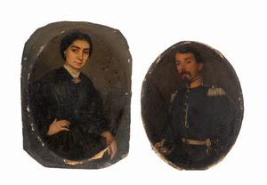 Attribuito a Ponziano Loverini (Gandino 1845-1929) - Ritratti del tenente colonnello Antonio Rota e della consorte