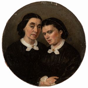 Attribuito a Ponziano Loverini (Gandino 1845-1929) - Ritratto delle sorelle Rota Piccinelli