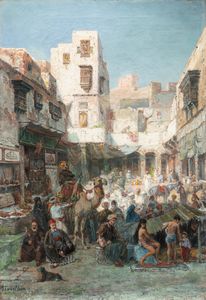 Pierre Tetar Van Elven : Mercato orientale  - Asta Arte figurativa tra XIX e XX secolo - Associazione Nazionale - Case d'Asta italiane