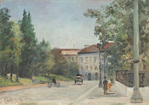 Galbusera (Scuola italiana, fine XIX - inizio XX secolo) - Scorcio di Lugano
