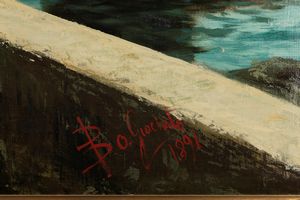 Giacinto Bo : La strada tra Santa Margherita Ligure e Portofino  - Asta Arte figurativa tra XIX e XX secolo - Associazione Nazionale - Case d'Asta italiane