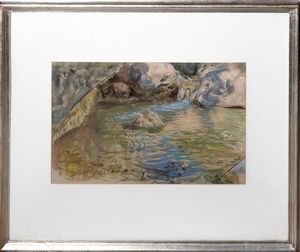 Francesco Paolo  Michetti : Alla sorgente  - Asta Arte figurativa tra XIX e XX secolo - Associazione Nazionale - Case d'Asta italiane