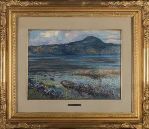 Andrea Tavernier : Sulle rive del lago Maggiore  - Asta Arte figurativa tra XIX e XX secolo - Associazione Nazionale - Case d'Asta italiane