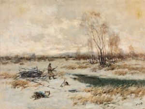 Ivan Karpoff : Steppa d'inverno  - Asta Arte figurativa tra XIX e XX secolo - Associazione Nazionale - Case d'Asta italiane