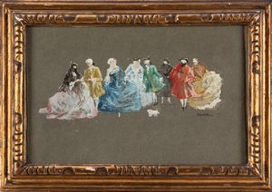 B. Olivieri : Maschere veneziane  - Asta Arte figurativa tra XIX e XX secolo - Associazione Nazionale - Case d'Asta italiane