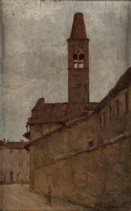 Vincenzo Ghirardelli : Chiesa dei Celestini a Bergamo  - Asta Arte figurativa tra XIX e XX secolo - Associazione Nazionale - Case d'Asta italiane