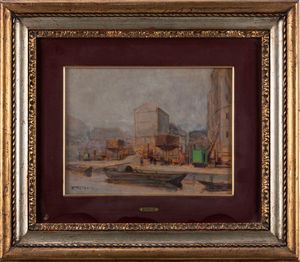 Francesco Gibelli : Milano, Porta Garibaldi; Milano, la Darsena  - Asta Arte figurativa tra XIX e XX secolo - Associazione Nazionale - Case d'Asta italiane