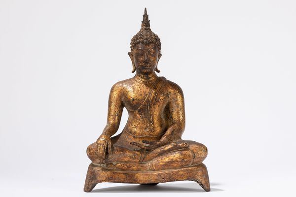 Buddha in bronzo dorato. Thailandia, secolo XIX  - Asta Incanti d'Asia / Arte del sud-est asiatico e Cina - Associazione Nazionale - Case d'Asta italiane