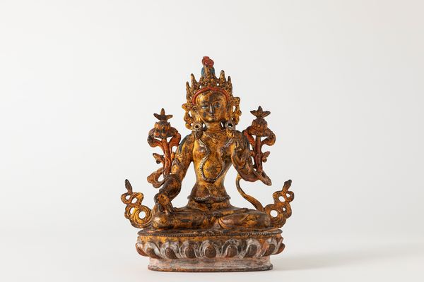 Scultura in bronzo laccato e dorato raffigurante Buddha. Tibet, secolo XIX/XX  - Asta Incanti d'Asia / Arte del sud-est asiatico e Cina - Associazione Nazionale - Case d'Asta italiane