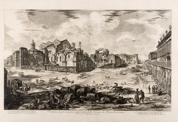 Piranesi, Giovanni Battista : Veduta degli avanzi superiori delle Terme di Diocleziano  - Asta Libri, Autografi e Stampe - Associazione Nazionale - Case d'Asta italiane
