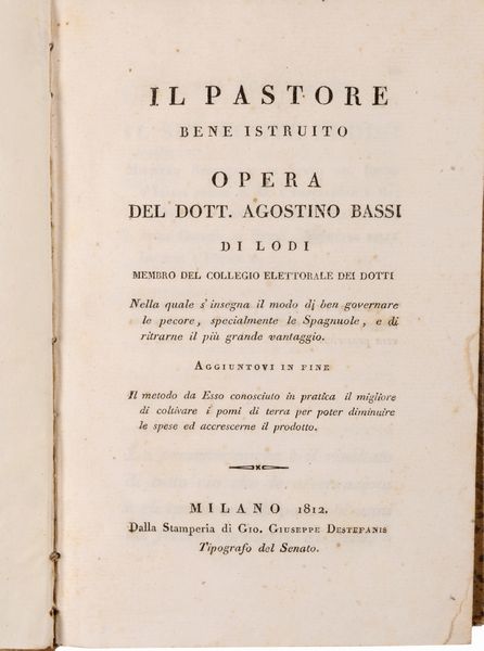 Louis Jean Marie Daubenton : Instruzione per pastori e propietarj di gregge; per ben allevar pecore, custodirle, condurle, pascerle...  - Asta Libri, Autografi e Stampe - Associazione Nazionale - Case d'Asta italiane