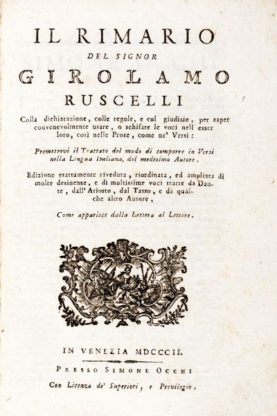 Ruscelli, Girolamo : Il Rimario  - Asta Libri, Autografi e Stampe - Associazione Nazionale - Case d'Asta italiane